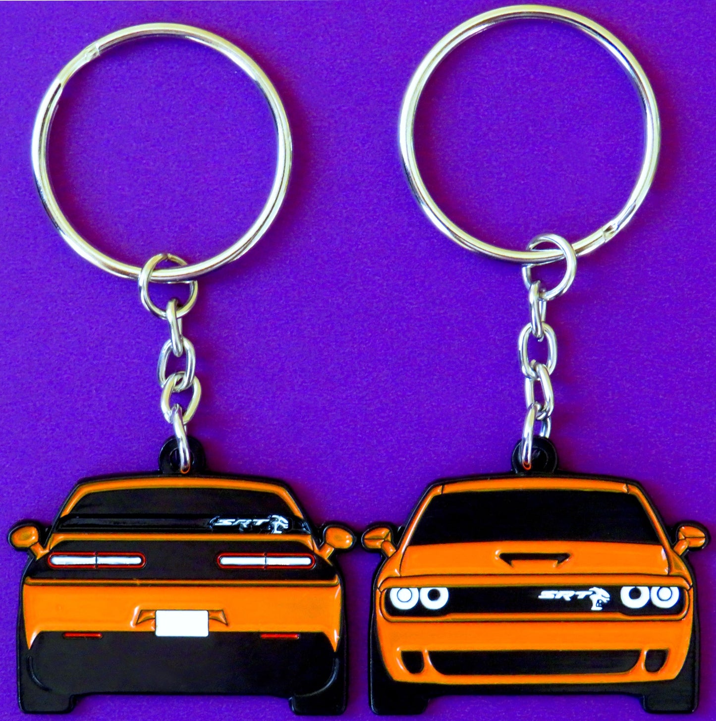 Keychain that fits on a key fob cover For Go Mango Orange Challenger SRT Hellcat key ring gift idea for car guys, car enthusiasts, gearheads, petrolhead, gearhead, and more. Gifts for boyfriend, girlfriend, mother, father, brother, sister, him, her, mom, dad and much more. Redeye jet tag double sided. 392 and 345 hemi or SRT, RT, and R/T.
