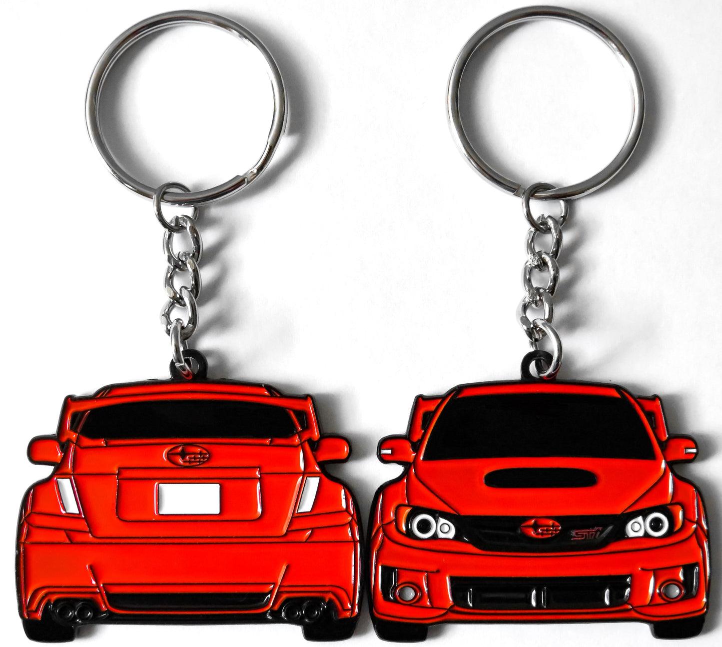 Red Subaru WRX STI 2-Sided Keychain that fits on a key fob, Precision-Crafted Design, Ideal for WRX STI Enthusiasts, Rally Car Lovers, and Automotive Fans. Elevate Your Keys with WRX STI Style and Unmatched Performance, A Must-Have Accessory for Subaru WRX STI Owners. A great gift for owners, fans, him, her, boyfriend, girlfriend, mom, dad, father, mother, and more!