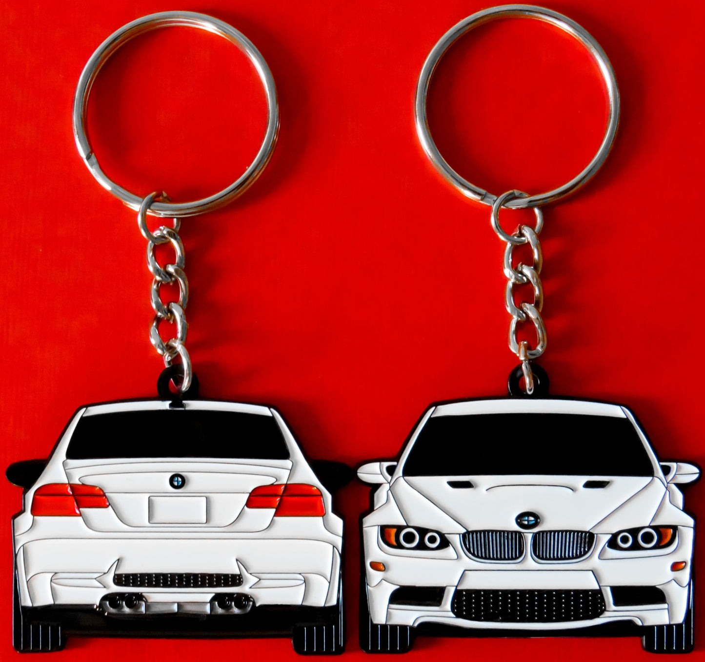 white e92 m3 keychain that will make for a great accessory to any BMW owner or fan. If you've been looking for some cool gifts for car guys and car enthusiasts then these would be a great gift for any Bimmer owner or enthusiast that you may know. Whether it's for your boyfriend or girlfriend or maybe as a cool father's day gift these keychains will surely make any German car enthusiasts or car lovers smile because of how cool they look on your key fob and keyring. E9X