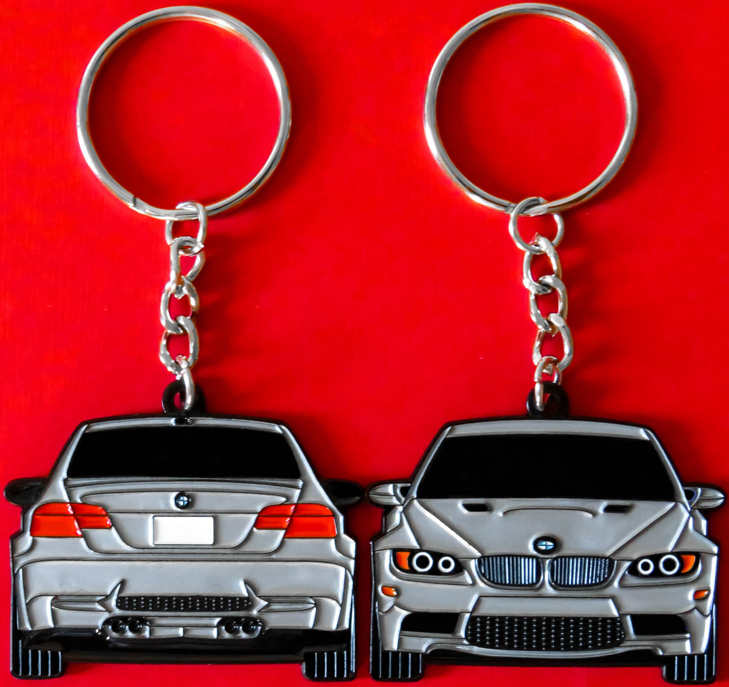 silver e92 m3 keychain that will make for a great accessory to any BMW owner or fan. If you've been looking for some cool gifts for car guys and car enthusiasts then these would be a great gift for any Bimmer owner or enthusiast that you may know. Whether it's for your boyfriend or girlfriend or maybe as a cool father's day gift these keychains will surely make any German car enthusiasts or car lovers smile because of how cool they look on your key fob and keyring. E9X
