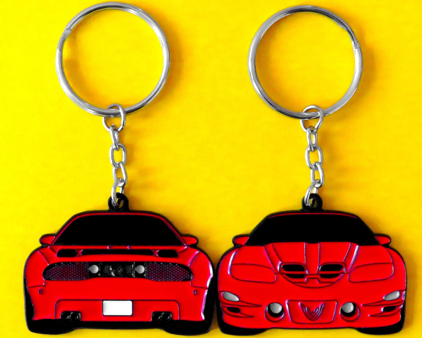 Red Pontiac Trans Am WS6 Formula Firebird Keychain Gift For Car Enthusiasts, Car Guys, Gearheads, Father, Dad, Mother, Mom, Boyfriend, Him, Girlfriend, Her, and more. American muscle car enamel pin patch unique gift idea. Jet tag key ring lanyard for Pontiac owners and fans.