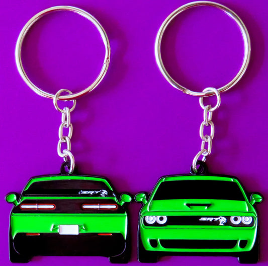 Keychain that fits on a key fob cover For Green Go Challenger SRT Hellcat key ring gift idea for car guys, car enthusiasts, gearheads, petrolhead, gearhead, and more. Gifts for boyfriend, girlfriend, mother, father, brother, sister, him, her, mom, dad and much more. Redeye jet tag double sided. 392 and 345 hemi or SRT, RT, and R/T.