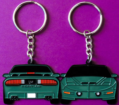Green Pontiac Trans Am WS6 Formula Firebird Keychain Gift For Car Enthusiasts, Car Guys, Gearheads, Father, Dad, Mother, Mom, Boyfriend, Him, Girlfriend, Her, and more. American muscle car enamel pin patch unique gift idea. Jet tag key ring for Pontiac owners and fans. 1993, 1994, 1995, 1996, and 1997