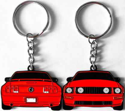 Keychain that fits on a key fob cover for a red Ford Mustang fifth generation S197 Stang lanyard for car guys and enthusiasts, girlfriend, boyfriend, father, dad, mother, mom, him, her, and more. Apparel and parts for muscle cars 2005 2006 2007 2008 2009 4.6