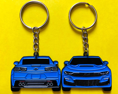 Enamel Keychain Pin Patch Lanyard that fits on a key fob cover For 2020 2021 2022 2023 2024 blue Chevy Camaro SS RS ZL1 1LE Sixth Generation 6th Gen American muscle car accessories, jet tag, key ring gift ideas for car guys, car enthusiasts, gearheads, father, mother, dad, mom, him, her, boyfriend, girlfriend and more.