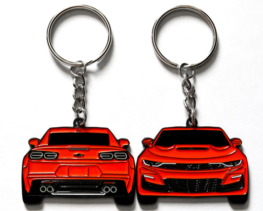 Enamel Keychain Pin Patch Lanyard that fits on a key fob cover For 2020 2021 2022 2023 2024 red Chevy Camaro SS RS ZL1 1LE Sixth Generation 6th Gen American muscle car accessories, jet tag, key ring gift ideas for car guys, car enthusiasts, gearheads, father, mother, dad, mom, him, her, boyfriend, girlfriend and more.