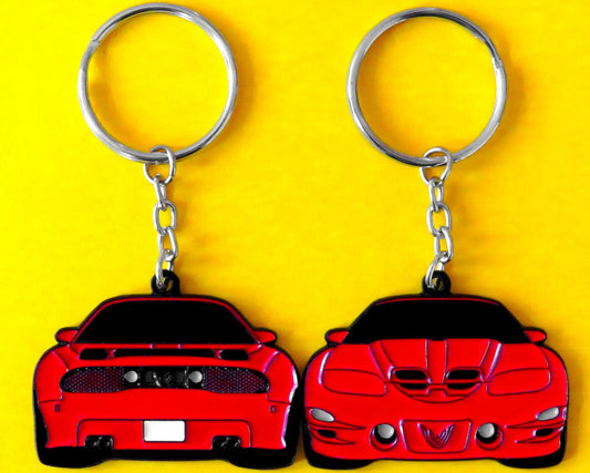 Red Pontiac Trans Am WS6 Formula Firebird Keychain Gift For Car Enthusiasts, Car Guys, Gearheads, Father, Dad, Mother, Mom, Boyfriend, Him, Girlfriend, Her, and more. American muscle car enamel pin patch unique gift idea. Jet tag key ring lanyard for Pontiac owners and fans.