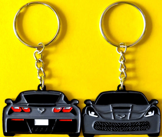 Gray Chevrolet Chevy C7 Corvette Stingray Z06 ZR1 Keychain Gift For Car Enthusiasts, Car Guys, Gearheads, Father, Dad, Mother, Mom, Boyfriend, Him, Girlfriend, Her, and more. American muscle car enamel pin patch unique gift idea. Jet tag key ring that fits on a key fob cover for Chevy owners and fans.