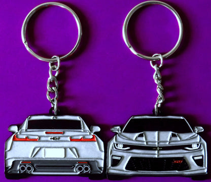 Enamel Keychain Pin Lanyard that fits on a key fob cover For 2016 2017 2018 Silver Chevy Camaro SS RS ZL1 1LE Sixth Generation 6th Gen American muscle car accessories, jet tag, key ring gift ideas for car guys, car enthusiasts, gearheads, father, mother, dad, mom, him, her, boyfriend, girlfriend and more.