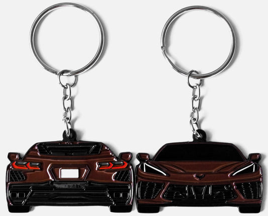 Long Beach Red Chevrolet Chevy C8 Corvette Stingray Z06 ZR1 Keychain Gift For Car Enthusiasts, Car Guys, Gearheads, Father, Dad, Mother, Mom, Boyfriend, Him, Girlfriend, Her, and more. American muscle car enamel pin patch unique gift idea. Jet tag key ring that fits on a key fob cover for Chevy owners and fans.
