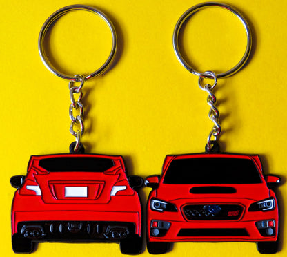 Red Subaru WRX STI 2-Sided Keychain that fits on a key fob, Precision-Crafted Design, Ideal for WRX STI Enthusiasts, Rally Car Lovers, and Automotive Fans. Elevate Your Keys with WRX STI Style and Unmatched Performance, A Must-Have Accessory for Subaru WRX STI Owners. A great gift for owners, fans, him, her, boyfriend, girlfriend, mom, dad, father, mother, and more!