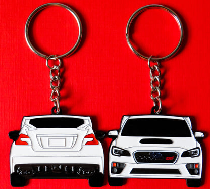 White Subaru WRX STI 2-Sided Keychain that fits on a key fob, Precision-Crafted Design, Ideal for WRX STI Enthusiasts, Rally Car Lovers, and Automotive Fans. Elevate Your Keys with WRX STI Style and Unmatched Performance, A Must-Have Accessory for Subaru WRX STI Owners. A great gift for owners, fans, him, her, boyfriend, girlfriend, mom, dad, father, mother, and more!